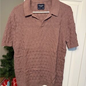 Abercrombie & Fitch Textured Brown Polo Shirt